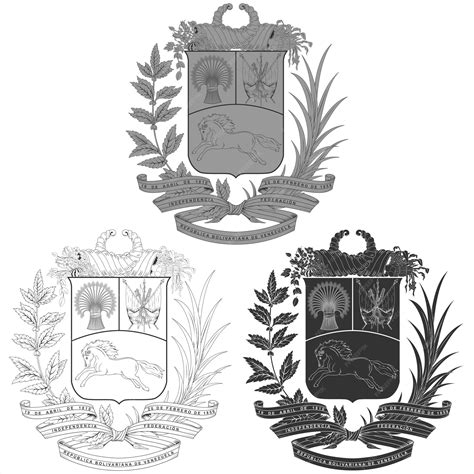 Diseño vectorial del escudo de armas de venezuela en tres estilos diferentes | Vector Premium