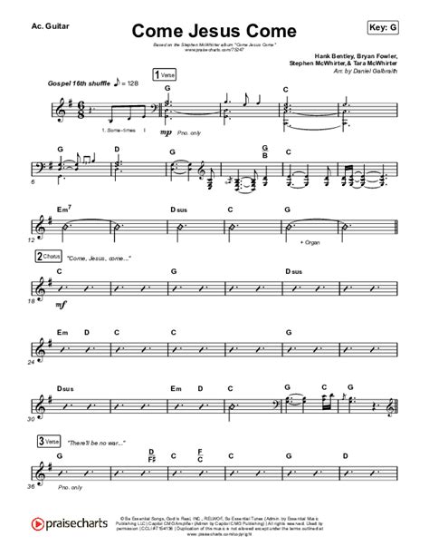 Come Jesus Come Acoustic Guitar Sheet Music PDF (Stephen McWhirter ...