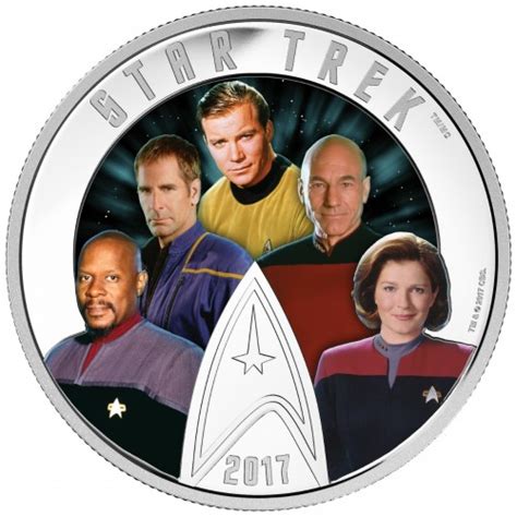 2017 Canadian $30 Star Trek™ Five Captains 2 oz Fine Silver Coin (Glow-In-The-Dark)