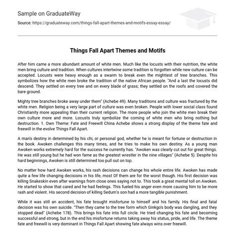 ⇉Things Fall Apart Themes and Motifs Essay Example | GraduateWay