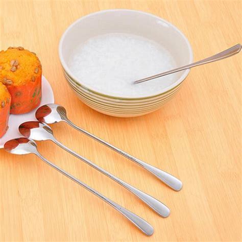 Buy Long Handle Stainless Steel Tea Coffee Spoon Cocktail Ice Cream ...