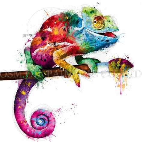 Skilled Artist Handmade Abstract Colorful Chameleon Oil Painting on ...