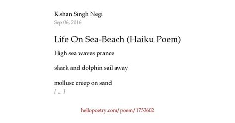 Life On Sea-Beach (Haiku Poem) by Kishan Singh Negi - Hello Poetry