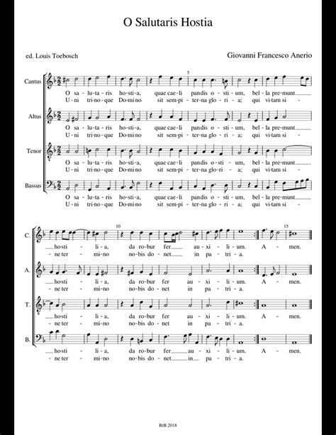 O Salutaris Hostia (Anerio) sheet music for Voice download free in PDF ...