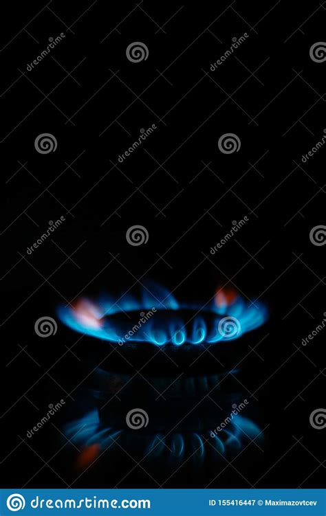 Flame of Natural Blue Gas Burning on Gas Stove Stock Image - Image of ...