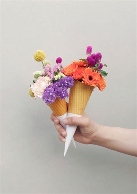 ice cream cone flower vases | Flower cones, Flower arrangements, Pretty flowers