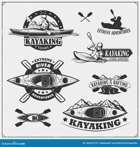 Kayak and Canoe Emblems, Labels, Badges and Design Elements. Print Design for T-shirts. Stock ...