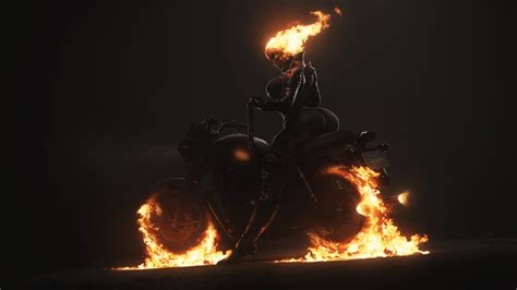 Wallpaper : Ghost Rider, vehicle, skull, dark, fire, burning 4096x2304 ...