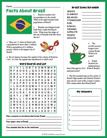 Facts About Brazil Geography Worksheet