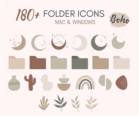 180 Boho Folder Icons for MAC and WINDOWS Computers Mystic | Etsy