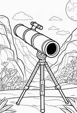 “Telescope Coloring Fun” – Color My Pages sketch template