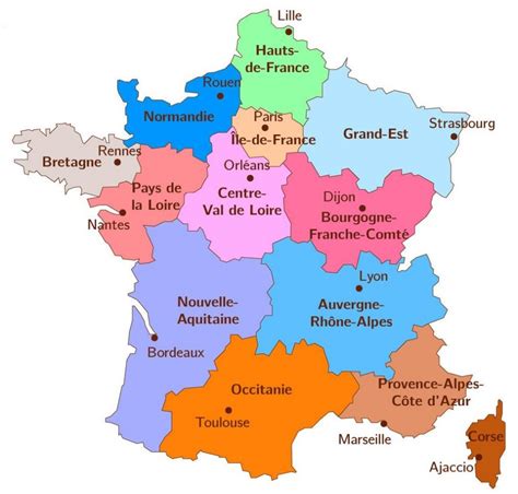 carte des regions de France