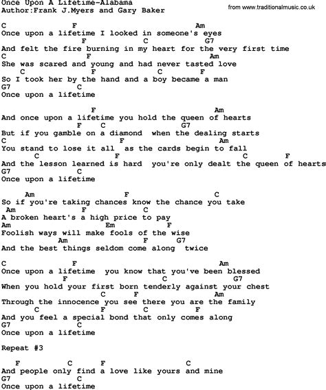 Country Music:Once Upon A Lifetime-Alabama Lyrics and Chords