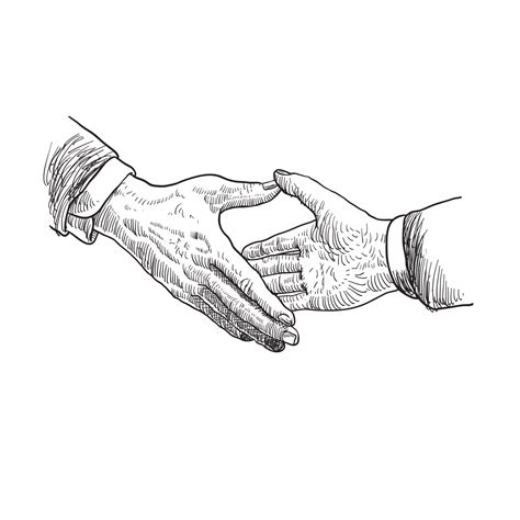 hands drawing shaking hands to each other 21820055 Vector Art at Vecteezy