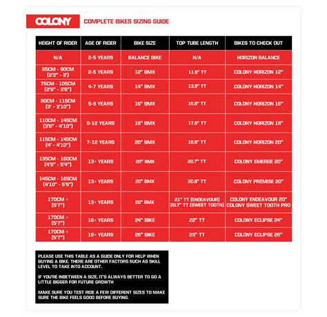 BMX Sizing Guide - Colony BMX