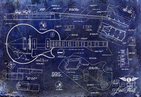 Gibson Les Paul Blueprint Drawing by Jon Neidert - Fine Art America