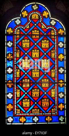 French Monarchy Symbols Fleur de Lile Stained Glass Saint Chapelle Paris France. Saint King ...