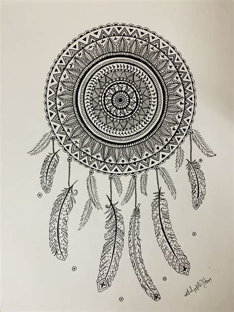 Dream Catcher Drawing Mandala | EASY DRAWING STEP