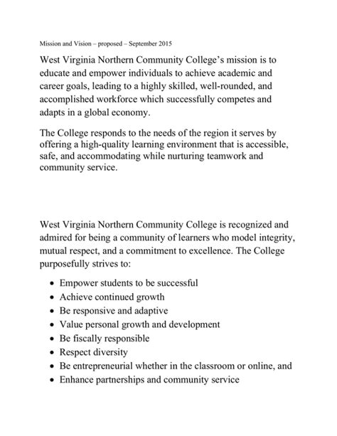 West Virginia Northern Community College’s mission is to