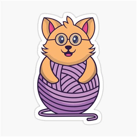 "cat playing with a ball of string, cat playing with wool ball" Sticker for Sale by chido99 ...