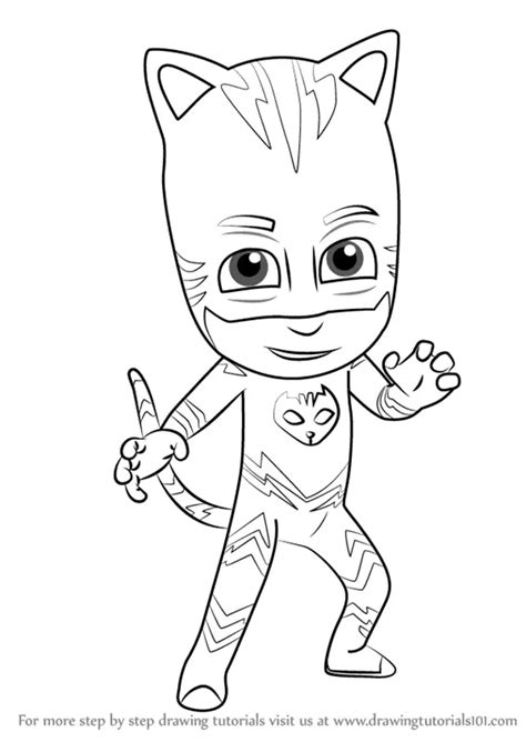 Step by Step How to Draw Catboy from PJ Masks : DrawingTutorials101.com