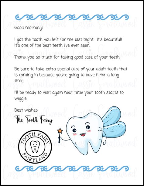 Free Printable Tooth Fairy Letter For Boy