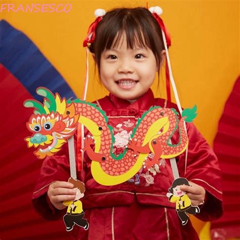 FRANCESCO Paper Cutout Gift, DIY Delicate Chinese New Year Dragon ...