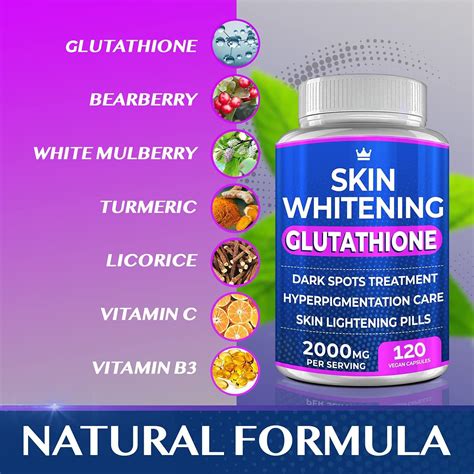 Glutathione Whitening Pills - 120 Capsules 2000mg Glutathione ...