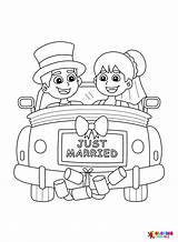 Bride And Groom With Car Coloring Page  Free Printable Pages sketch template