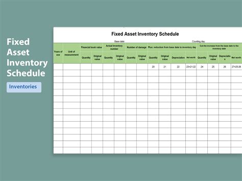 EXCEL of Fixed Asset Inventory Schedule.xls | WPS Free Templates