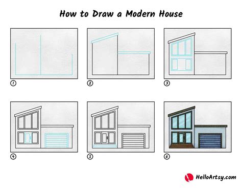 How to Draw a Modern House - HelloArtsy