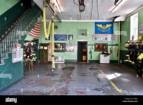 Fire station garage interior Stock Photo - Alamy