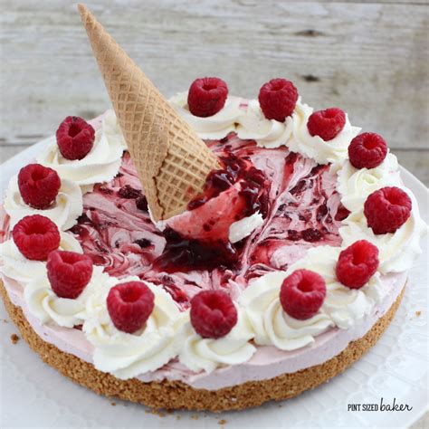 Raspberry Ice Cream Pie with an Ice Cream Cone Crust • Pint Sized Baker