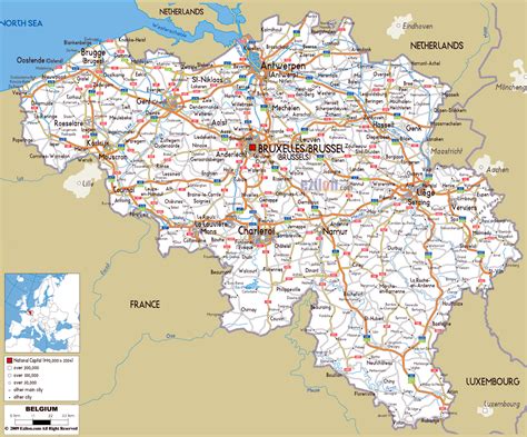 Large road map of Belgium with cities and airports | Belgium | Europe ...