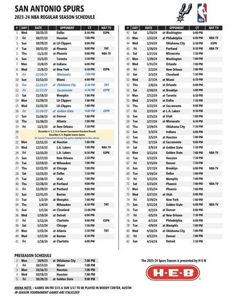 The Spurs 2023-24 Schedule has been released