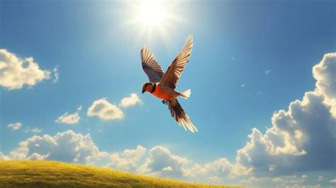 Premium AI Image | A clean sunny sky landscape photo with birds flying ...