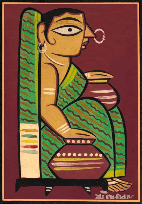 Woman With Water Pots - Jamini Roy - Bengal Art Painting - Art Prints ...