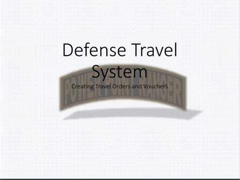 Defense Travel System (DTS) Training - PowerPoint Ranger, Pre-made ...