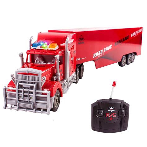 Vokodo RC Semi Truck And Trailer 23" With Lights Electric Hauler Remote Control Kids Big Rig Toy ...