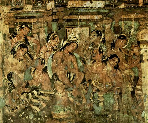 A mural painting depicting a scene from Mahajanaka Jataka, Cave 1 ...