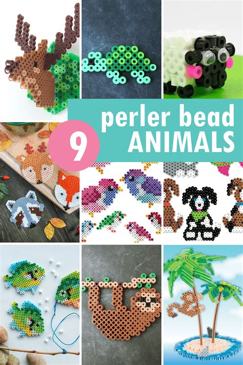 PERLER BEAD ANIMALS-- Easy, free animal melty beads ideas.