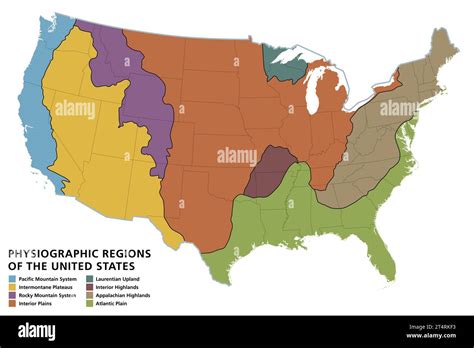 Physiographic regions of the United States, political map. The physiographic divisions of the ...