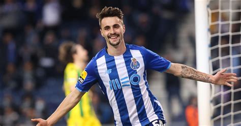 Porto's Fabio Vieira celebrates after scoring in the Primeira Liga game ...