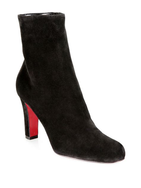 Christian Louboutin Miss Tack Suede Ankle Boots in Black | Lyst