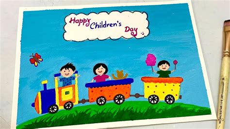 Children’s Day Drawing and Painting | Easy Poster Color Painting | How ...