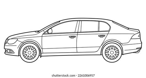 Outline Drawing Hatchback Car Side View Stock Vector (Royalty Free ...