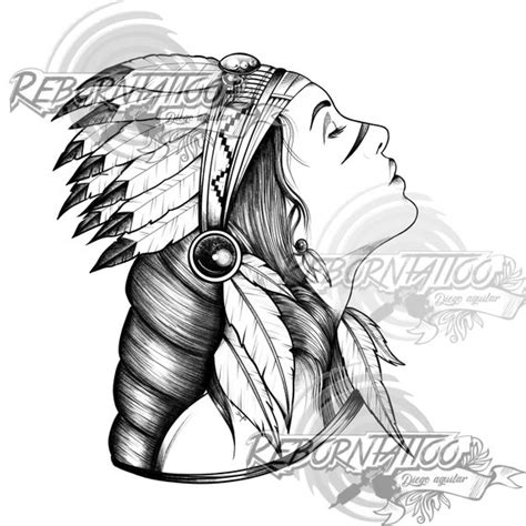 Beautiful Native American Indian digital download pencil | Etsy