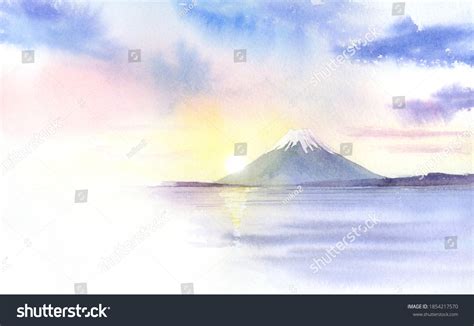 Watercolor Illustration Mount Fuji Stock Illustration 1854217570 ...