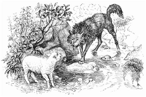 The Wolf and The Lamb - Fables of Aesop | Sheep illustration, Werewolf aesthetic, Art diary