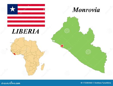 Flag Map Capital of Liberia Stock Vector - Illustration of annotation, outline: 172383560